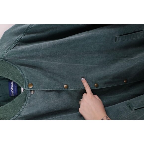 Vintage 90s Streetwear Mens XL Faded Color Block Denim Varsity Jacket Bomber USA - Picture 7 of 14